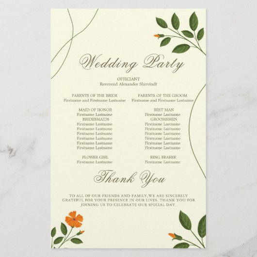 Minimale Eucalyptus Leaves Greenery Wedding Progra (Achterkant)
