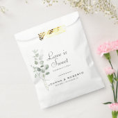 Minimale Eucalyptus Love is Sweet Wedding Bedankzakje (Gezegeld)