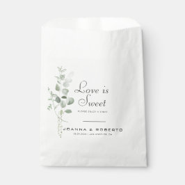 Minimale Eucalyptus Love is Sweet Wedding Bedankzakje