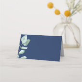 Minimale Eucalyptus Navy Blue Trouwplaats Kaart Plaatskaartje (Achterkant)