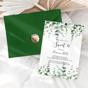 Minimale Eucalyptus Sweet 16 Birthday Party Kaart