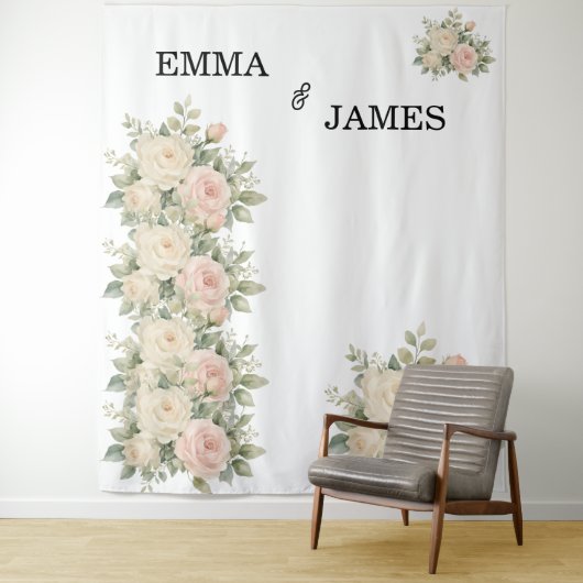 Minimale Eucalyptus Trouwachtergrond Banner Wandkleed (In situ)