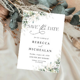 Minimale Eucalyptus Trouwkaart Save The Date Kaart