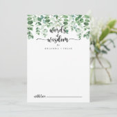 Minimale Eucalyptus Wedding Wordding of Wisdom Advieskaart (Staand voorkant)