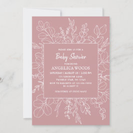 Minimale eucalyptusbladeren Baby shower Kaart