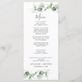 Minimale eucalyptusbladeren Elegant Wedding Menu (Voorkant)