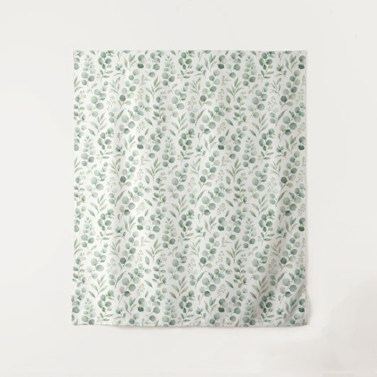 Minimale Eucalyptusbladeren Naadloos Patroon Wandkleed (Voorkant)