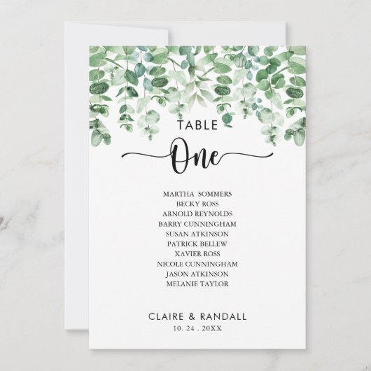 Minimale Eucalyptustabel Aantal 1 Zitkuur Kaart (Voorkant)