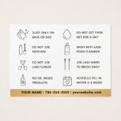 Minimale Eyelash Extensions Lash Aftercare Kaart (Achterkant)