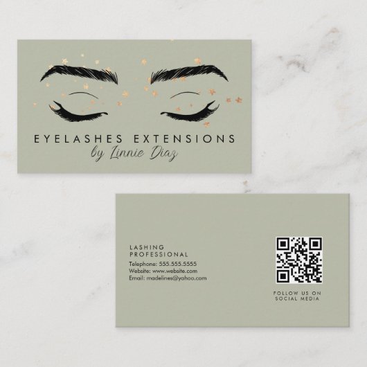 Minimale Eyelashes Extensions Salon Folie Stars C Visitekaartje (Voorkant / Achterkant)