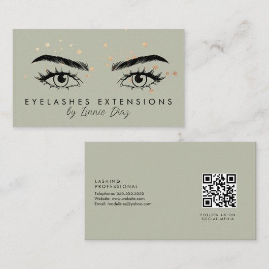 Minimale Eyelashes Extensions Salon Folie Stars Visitekaartje (Voorkant / Achterkant)