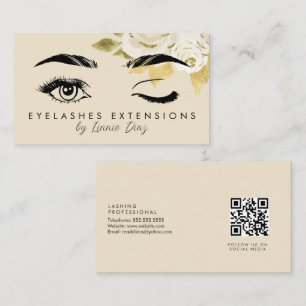 Minimale Eyelashes Extensions Salon Ivory Floral Visitekaartje