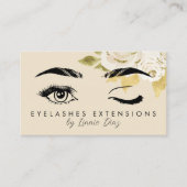 Minimale Eyelashes Extensions Salon Ivory Floral Visitekaartje (Voorkant)