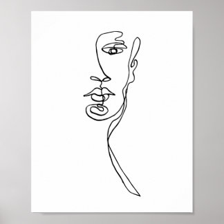 Minimale face Line-tekening afdrukken Poster