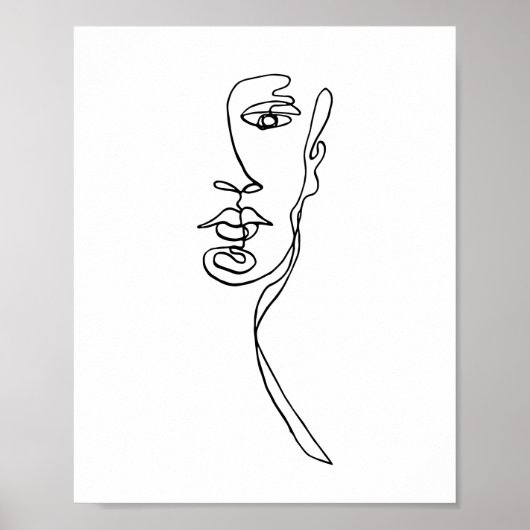 Minimale face Line-tekening afdrukken Poster (Voorkant)