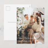 Minimale familie aangepaste foto Kerstmis Feestdagenkaart (Voorkant / Achterkant)