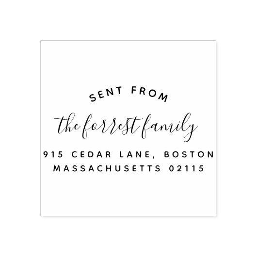 Minimale familienaam verzonden van terugkeeradres rubberstempel (Afrduk)