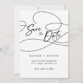 Minimale fancy script "Bewaar de datum" Trouwfoto Save The Date (Voorkant)