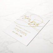 Minimale fancy script "Save The Date" trouwfoto Folie Uitnodiging (Gedraaid)