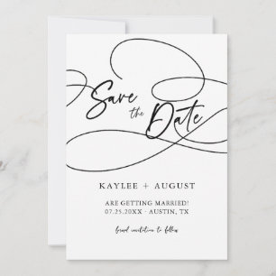 Minimale fancy script "Save The Date" trouwfoto Save The Date