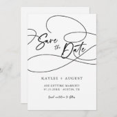 Minimale fancy script "Save The Date" Trouwfoto Save The Date (Voorkant / Achterkant)