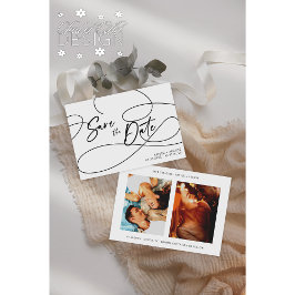 Minimale fancy script "Save The Date" trouwfoto Save The Date