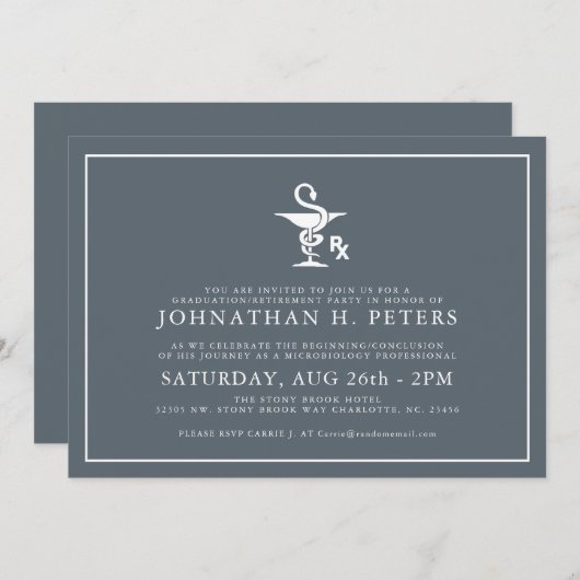 Minimale farmacologische Afstuderen|Uitnodiging to Kaart (Voorkant / Achterkant)