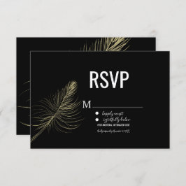 Minimale Faux Gold Feather Bohemian RSVP Kaart