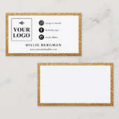 Minimale Faux Gold Glitter Social Media Logo Visitekaartje (Voorkant / Achterkant)