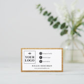 Minimale Faux Gold Glitter Social Media Logo Visitekaartje (Staand voorkant)
