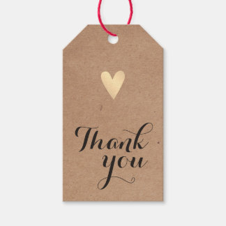 Minimale Faux Gold Heart Kraft Paper Hartelijk dan Cadeaulabel