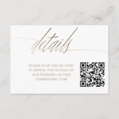 Minimale Faux Gold kalligrafie QR bruiloft details Informatiekaartje (Voorkant)
