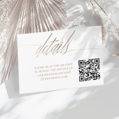 Minimale Faux Gold kalligrafie QR bruiloft details Informatiekaartje