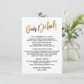 Minimale Faux Gold-typografie Onze gegevens Informatiekaartje (Staand voorkant)