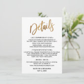 Minimale Faux Gold Typography Wedding Informatiekaartje (Staand voorkant)