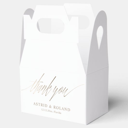 Minimale faux Gouden Kalligrafie Trouwen Bedankdoosjes (Geopend)