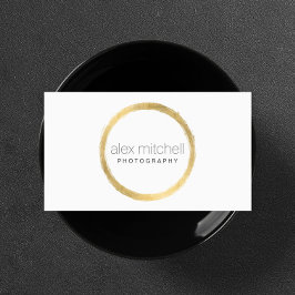 Minimale Faux gouden penseelstreek cirkelfotograaf Visitekaartje