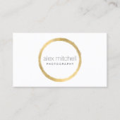 Minimale Faux gouden penseelstreek cirkelfotograaf Visitekaartje (Voorkant)