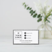 Minimale Faux Silver Glitter Social Media Logo Visitekaartje (Staand voorkant)
