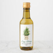 Minimale feestdag bij waterverf Boom Calligrafie-i Wijn Etiket (Voorkant)