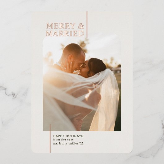 Minimale feestdag en minimaal Roos vrolijk veer Folie Feestdagenkaart (Voorkant)