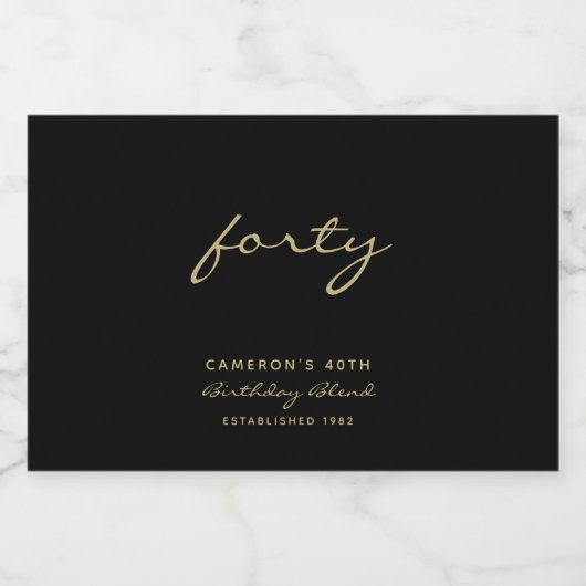 Minimale feestdag in zwarte en goudleeftijd likeurfles etiket (Enkel label)