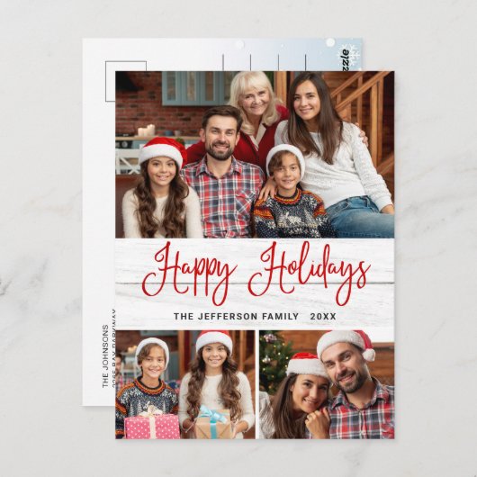 Minimale feestdag met 3 PHOTO-feestdagen Briefkaart (Voorkant / Achterkant)