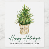 Minimale feestdag voor kalligrafie Waterverf inkt Wijn Etiket (Enkel label)