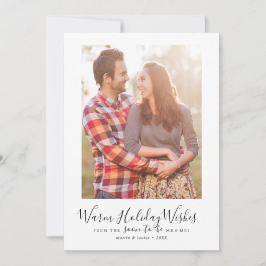 Minimale feestdag wenst Verloving fotocollage Feestdagenkaart (Voorkant)