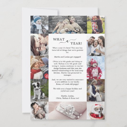 Minimale feestdag wenst Verloving fotocollage Feestdagenkaart (Achterkant)