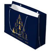 Minimale feestdagen | Navy Blue Gouden Kerstboom Groot Cadeauzakje (Voorkant Gekanteld)