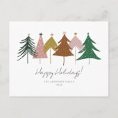 Minimale feestelijke kerstbomen feestdagenkaart (Voorkant)