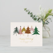Minimale feestelijke kerstbomen folie feestdagen briefkaart (Staand Voorkant)