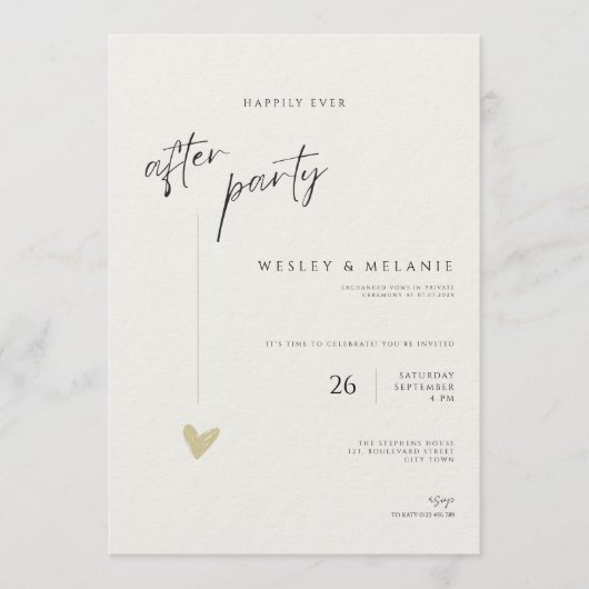 Minimale feestuitnodiging Happily Ever After-feest Kaart (Voorkant)